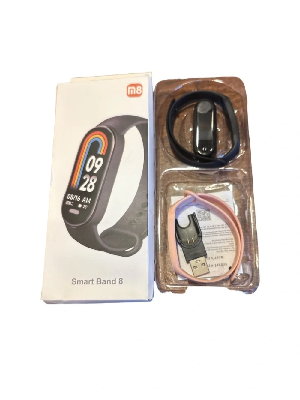 Black Fitness Tracker Smart Band with Color AMOLED Display NIP